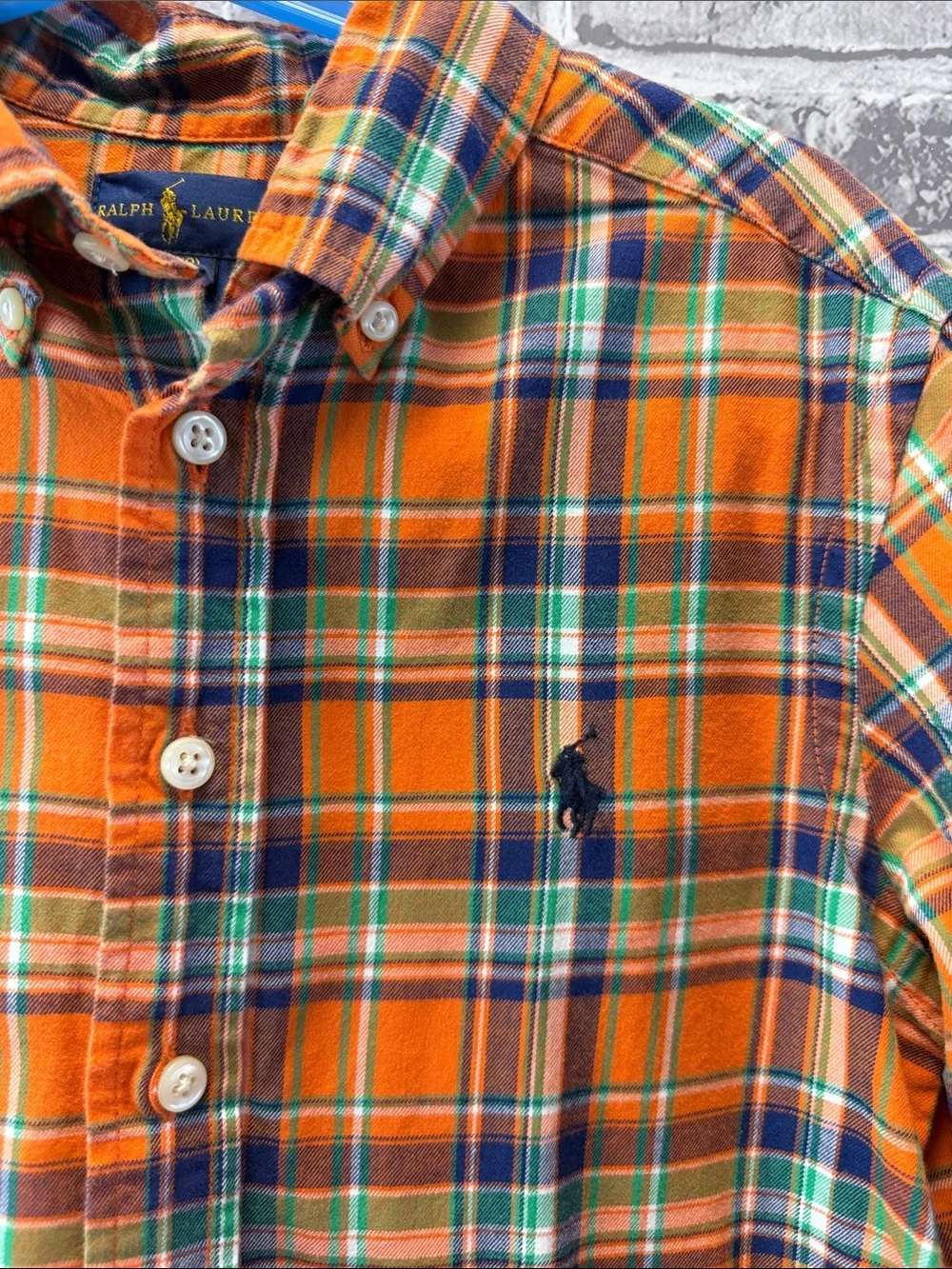 Boy's Ralph Lauren Orange Plaid‎ Cotton Button-Down Shirt